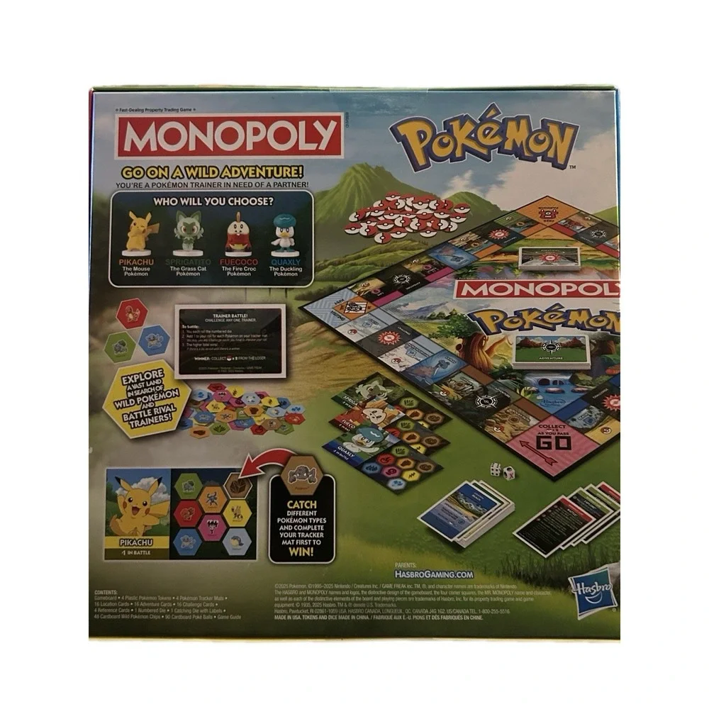 NEW SEALED Monopoly Pokémon Edition Board Game Property Trading Hasbro Ages‎ 8+
